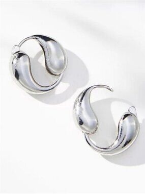 New! Silver Water Drop Huggie Earrings (2001) NWOT